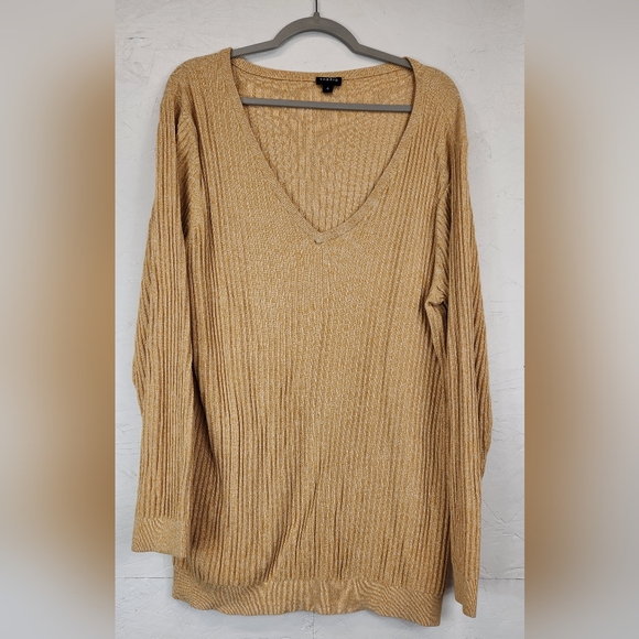 Torrid Sweaters - Torrid Women's Size 4 Sweater Mustard Yellow Ribbed V-Neck Long Sleeve Stretch